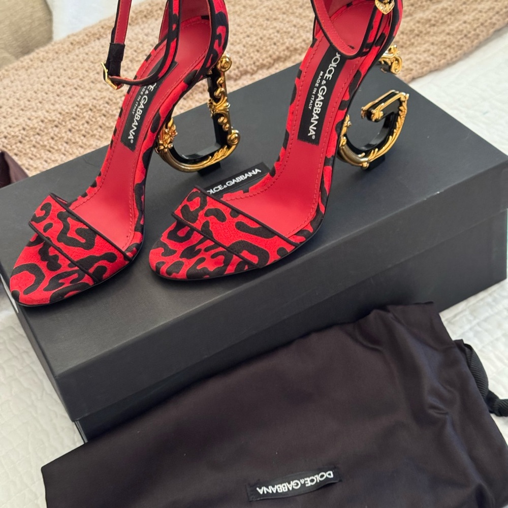 Dolce & Gabbana Red Leopard Print Women's Heels NEW